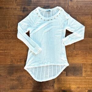 Neiman Marcus Women's Small Sweater‎ Open Knit White Gauzy Lightweight Beach